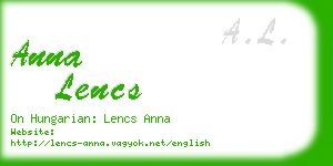 anna lencs business card